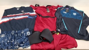 6 PIECE MIXED CLOTHING LOT CONTAINING WONDER BRA SIZE 36F, AZZORI SPORS TOP SIZE MEDIUM, COLLECTION DRESS SIZE 18, REPLAY HOODIE SIZE 2XL, GUESS HOODIE SIZE 42, CHELSEA PEERS PJ SHORTS SIZE MEDIUM