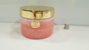 12 X BRAND NEW KEDMA PEACH AND HONEY SALT SCRUB WITH DEAD SEA MINERALS & NATURAL OILS (500G) - EXP 22/1/22