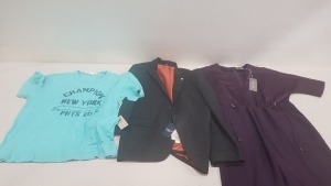 6 PIECE MIXED CLOTHING LOT CONTAINING BEN SHERMAN TROUSERS SIZE REGULAR, PENGUIN BLAZER SIZE 40R, 2 X PHASE EIGHT JUMPSUITS SIZE 10 AND 14, CHAMPION TOP SIZE LARGE, BEN SHERMAN BLAZER SIZE REGULAR