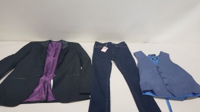 6 PIECE MIXED CLOTHING LOT CONTAINING PENGUIN WAISTCOAT SIZE 42R, G STAR RAW JEANS SIZE 34/34, JAMES LAKELAND DRESS SIZE 18, PENGUIN BLAZER SIZE 40L, PHASE EIGHT JEANS SIZE 8, JAMES LAKELAND DRESS SIZE 20