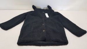 10 X BRAND NEW MISS SELFRIDGE FAUX FUR BUTTONED BLACK JACKETS SIZE LARGE RRP £65.00 (TOTAL RRP £650.00)