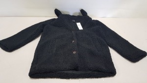 10 X BRAND NEW MISS SELFRIDGE FAUX FUR BUTTONED BLACK JACKETS SIZE MEDIUM RRP £65.00 (TOTAL RRP £650.00)