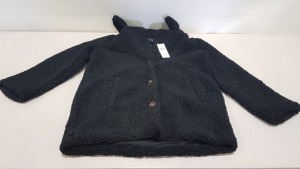 10 X BRAND NEW MISS SELFRIDGE FAUX FUR BUTTONED BLACK JACKETS SIZE MEDIUM AND LARGE RRP £65.00 (TOTAL RRP £650.00)