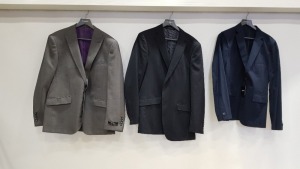 3 PIECE MIXED SUIT BLAZER LOT CONTAINING 1 X DKNY NAVY SUIT BLAZER AND 2 X SCOPES BLAZERS IN NAVY AND GREY