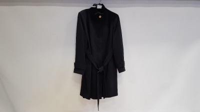 9 X BRAND NEW DOROTHY PERKINGS LONG BLACK BUTTONED COATS IN SIZE 16 AND 18 RRP-£55.00 TOTAL RRP-£495.00