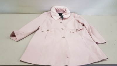 12X BRAND NEW DOROTHY PERKINS FUR COLLAR DOLLY PINK BUTTONED COATS IN SIZES 18