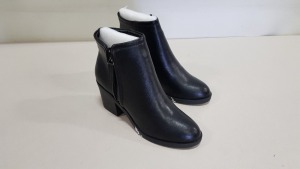 34 X BRAND NEW TOPSHOP BONDI BLACK SHOES IN SIZE 2 AND 9 ON 3 SHELVES