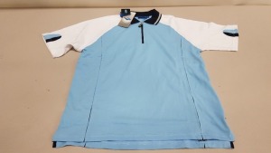 50 X BRAND NEW PAPINI CAPRI QUARTER ZIP WHITE AND BLUE POLO SHIRTS IN SIZE XS