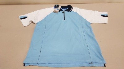 50 X BRAND NEW PAPINI CAPRI QUARTER ZIP WHITE AND BLUE POLO SHIRTS IN SIZE XS