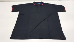 28 X BRAND NEW PAPINI RETRO BLACK AND RED POLO SHIRTS IN SIZE XS AND LARGE