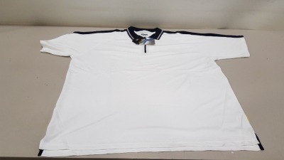 50 X BRAND NEW PAPINI ELBA WHITE AND NAVY POLO SHIRTS SIZE XS AND XXXL