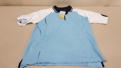 38 X BRAND NEW PAPINI CAPRI SKY WHITE AND BLUE POLO SHIRTS SIZE XL