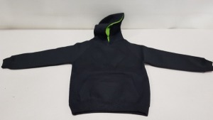20 X BRAND NEW PAPINI BLACK AND LIME HOODIED JUMPERS SIZE YEARS 7-8