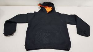 20 X BRAND NEW PAPINI BLACK AND ORANGE HOODIED JUMPERS SIZE YEARS 11-12