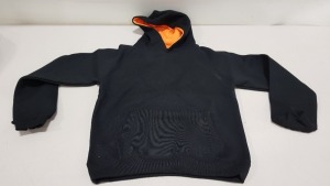 20 X BRAND NEW PAPINI BLACK AND ORANGE HOODIED JUMPERS SIZE YEARS 9-10