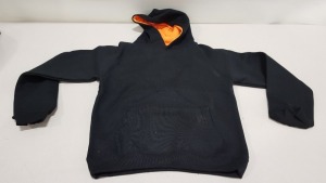 20 X BRAND NEW PAPINI BLACK AND ORANGE HOODIED JUMPERS SIZE YEARS 9-10