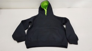 20 X BRAND NEW PAPINI BLACK AND LIME HOODIED JUMPERS SIZE YEARS 11-12