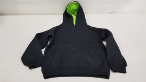 16 X BRAND NEW PAPINI BLACK AND LIME HOODIED JUMPERS IN SIZES 5-6 YEARS