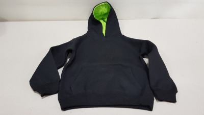 16 X BRAND NEW PAPINI BLACK AND LIME HOODIED JUMPERS IN SIZES 5-6 YEARS