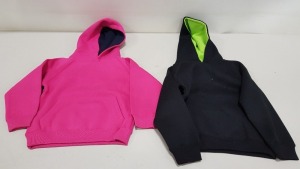 22 X BRAND NEW PAPINI HOODIED TOPS IN BLACK AND LIME AND FUSCHIA AND NAVY SIZE 5-6 7-8 9-10 AND 11-12