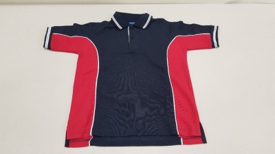 50 X BRAND NEW PAPINI VERONA NAVY AND RED POLO SHIRTS SIZE 9-10 YEARS