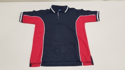 50 X BRAND NEW PAPINI VERONA NAVY AND RED POLO SHIRTS SIZE 9-10 YEARS