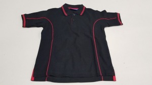 50 X BRAND NEW PAPINI SIENNA BLACK AND RED POLO SHIRTS SIZE 5-6 YEARS