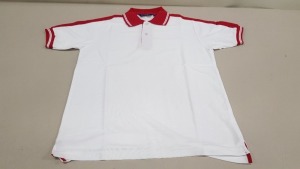50 X BRAND NEW PAPINI JESOLO WHITE AND RED POLO SHIRTS SIZE XL