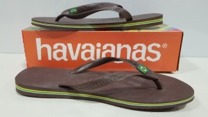 47 X BRAND NEW HAVAIANAS BRAZIL IN DARK BROWN (CAFE FLIP FLOPS)