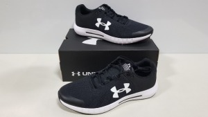 10 X BRAND NEW UNDER ARMOR MICRO G PURSUIT IN BLACK AND WHITE - SIZE UK 10