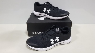 8 X BRAND NEW UNDER ARMOR MICRO G PURSUIT IN BLACK AND WHITE - SIZE UK 10