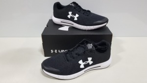 10 X BRAND NEW UNDER ARMOR MICRO G PURSUIT IN BLACK AND WHITE - SIZE UK 9