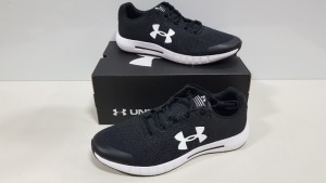 8 X BRAND NEW UNDER ARMOR MICRO G PURSUIT IN BLACK AND WHITE - SIZE UK 8