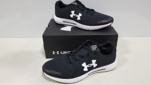 8 X BRAND NEW UNDER ARMOR MICRO G PURSUIT IN BLACK AND WHITE - SIZE UK 8
