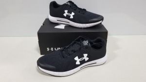 7 X BRAND NEW UNDER ARMOR MICRO G PURSUIT IN BLACK AND WHITE - SIZE UK 7