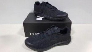 9 X BRAND NEW UNDER ARMOR MICRO G PURSUIT IN ALL BLACK - SIZE UK 11