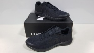 9 X BRAND NEW UNDER ARMOR MICRO G PURSUIT IN ALL BLACK - SIZE UK 11