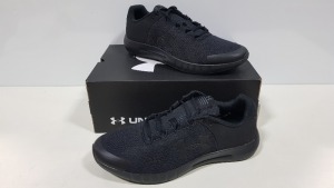 9 X BRAND NEW UNDER ARMOR MICRO G PURSUIT IN ALL BLACK - SIZE UK 11