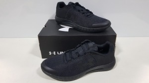 7 X BRAND NEW UNDER ARMOR MICRO G PURSUIT TRAINERS IN ALL BLACK - SIZE UK 10