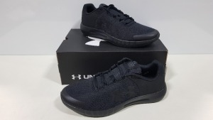 7 X BRAND NEW UNDER ARMOR MICRO G PURSUIT TRAINERS IN ALL BLACK - SIZE UK 10