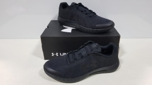 7 X BRAND NEW UNDER ARMOR MICRO G PURSUIT TRAINERS IN ALL BLACK - SIZE UK 9