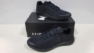 10 X BRAND NEW UNDER ARMOR MICRO G PURSUIT TRAINERS IN ALL BLACK - SIZE UK 8