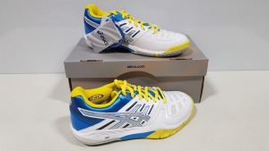 5 X BRAND NEW ASICS GEL - FAST BALL TRAINERS IN LIGHTING WHITE / DIVA BLUE - SIZE UK 6.5 / 5.5