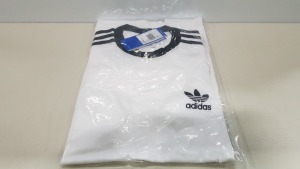 11 X BRAND NEW ADIDAS ORIGINALS 3 STRIPED WHITE TEE - IN SIZE SMALL