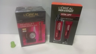 6 PIECE MIXED LOREAL LOT CONTAINING 3 X LOREAL MENS VITA LIFT ANTI-AGE DUO (FACE HYDRATION + EYE CARE) 3 X LOREAL PARIS REVITALIFT LASER RENEW DUO (DAY + EYE)