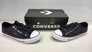 6 X BRAND NEW CONVERSE BLACK GLITTER OX TRAINERS - SIZE UK 6