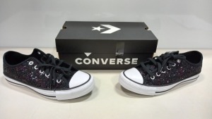 6 X BRAND NEW CONVERSE BLACK GLITTER OX TRAINERS - SIZE UK 5