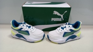 4 X BRAND NEW PUMA X HARD DRIVE WHITE-FIZZY-YELLOW TRAINERS - SIZE UK 11 (KIDS)