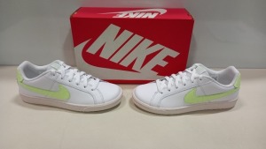 4 X BRAND NEW NIKE COURT ROYALE WHITE TRAINERS WITH LIME TICK - SIZE UK 5