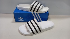 7 X BRAND NEW ADIDAS ADILETTE SLIDERS IN BLACK & WHITE - SIZE UK 11